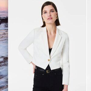 SPANX The Perfect Cropped Blazer in Powder (white)